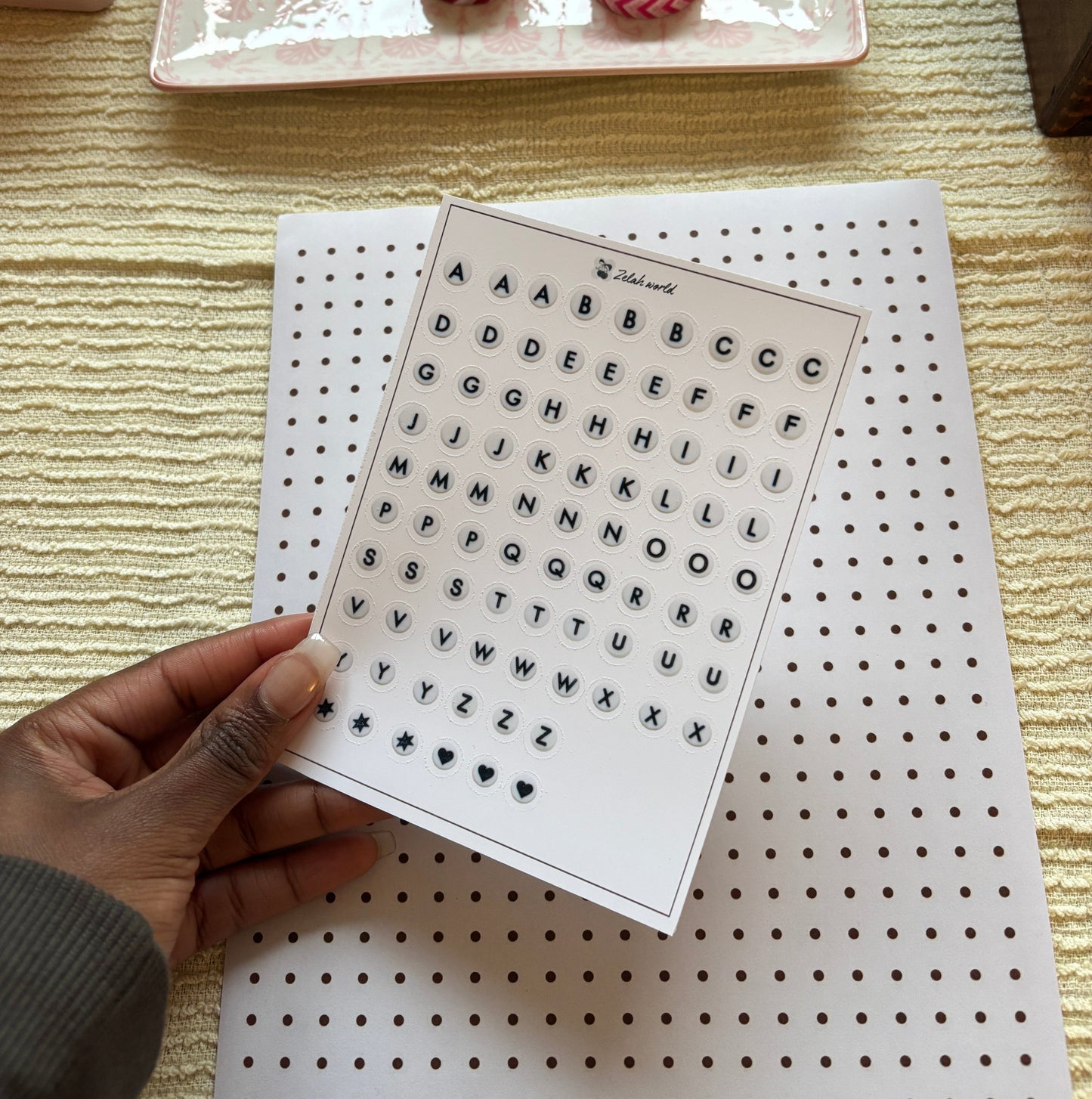 Letter Bead Clear Vinyl Sticker Sheet