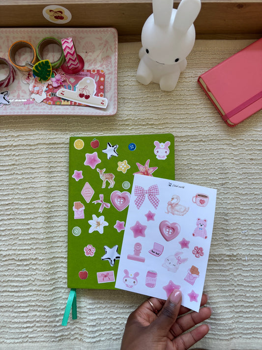 Pink street, Sticker Sheet 15+ stickers