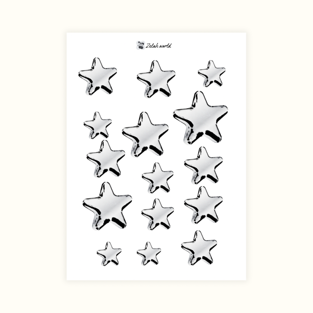 Metallic stars - Sticker Sheet for Journaling