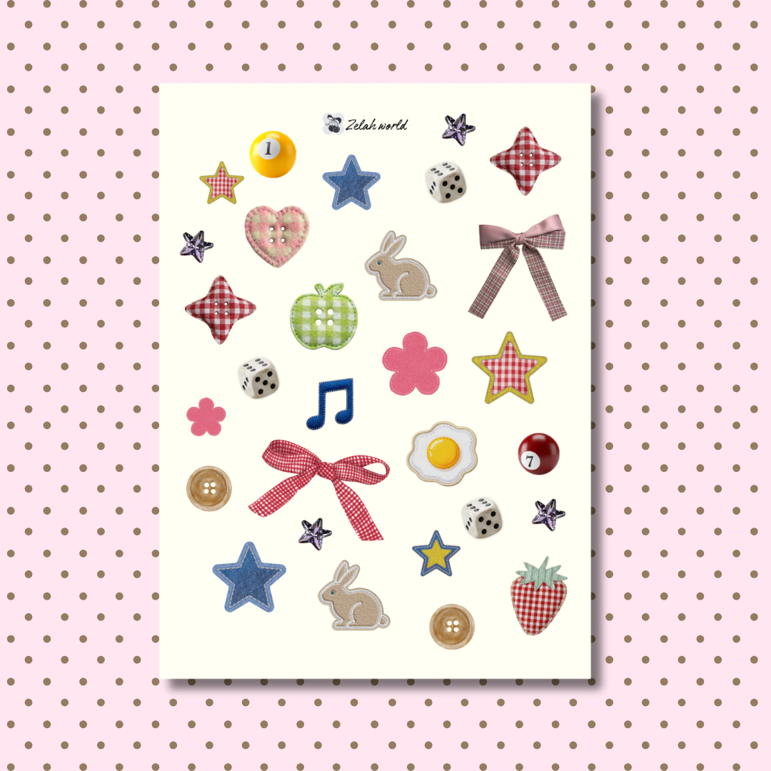 Fab Sticker sheet 20+ stickers