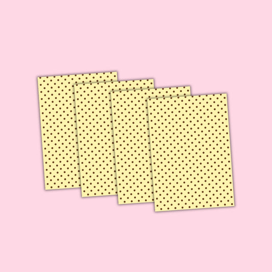 Self Adhesive Craft Paper Pack of 4 - Single designs Yellow & Brown Polka Dots