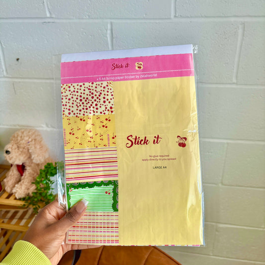 A4 Peel & Stick Journal Background Sticker Paper Pack of 5 - Spring Edition