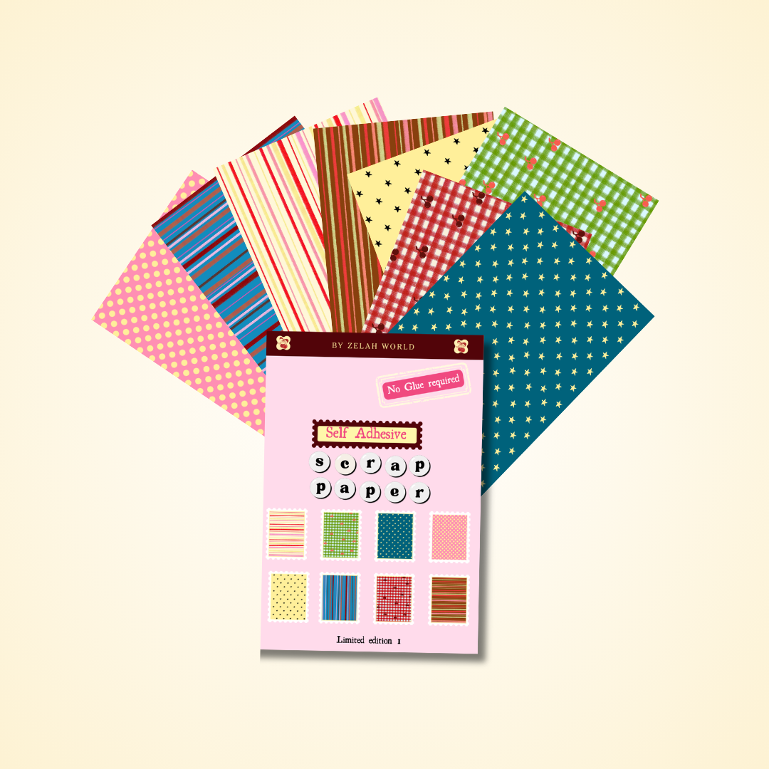 Self Adhesive Peel & Stick Scrap A5, 16 sheets - Designed in-house