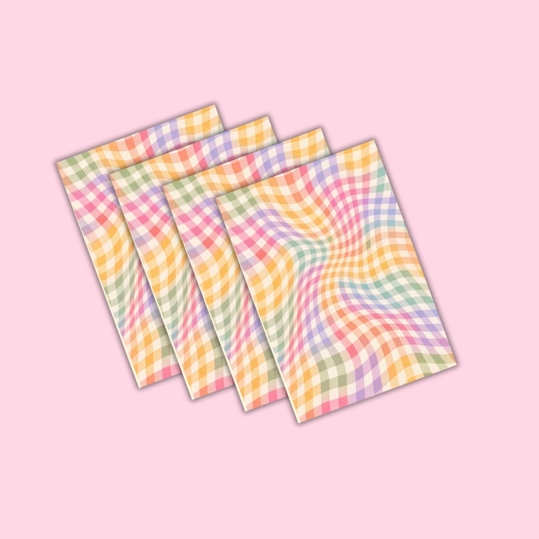 Self Adhesive Craft Paper Pack of 4 - Single designs Multicoloured Gingham