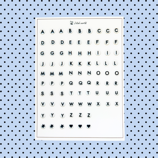 Letter Bead Clear Vinyl Sticker Sheet