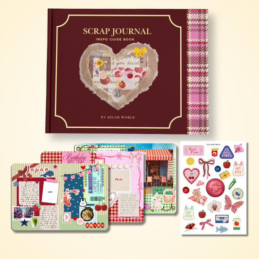 Scrap & Journal Inspo Guide book - Prompts, Layouts, Games & Free Sticker Sheet