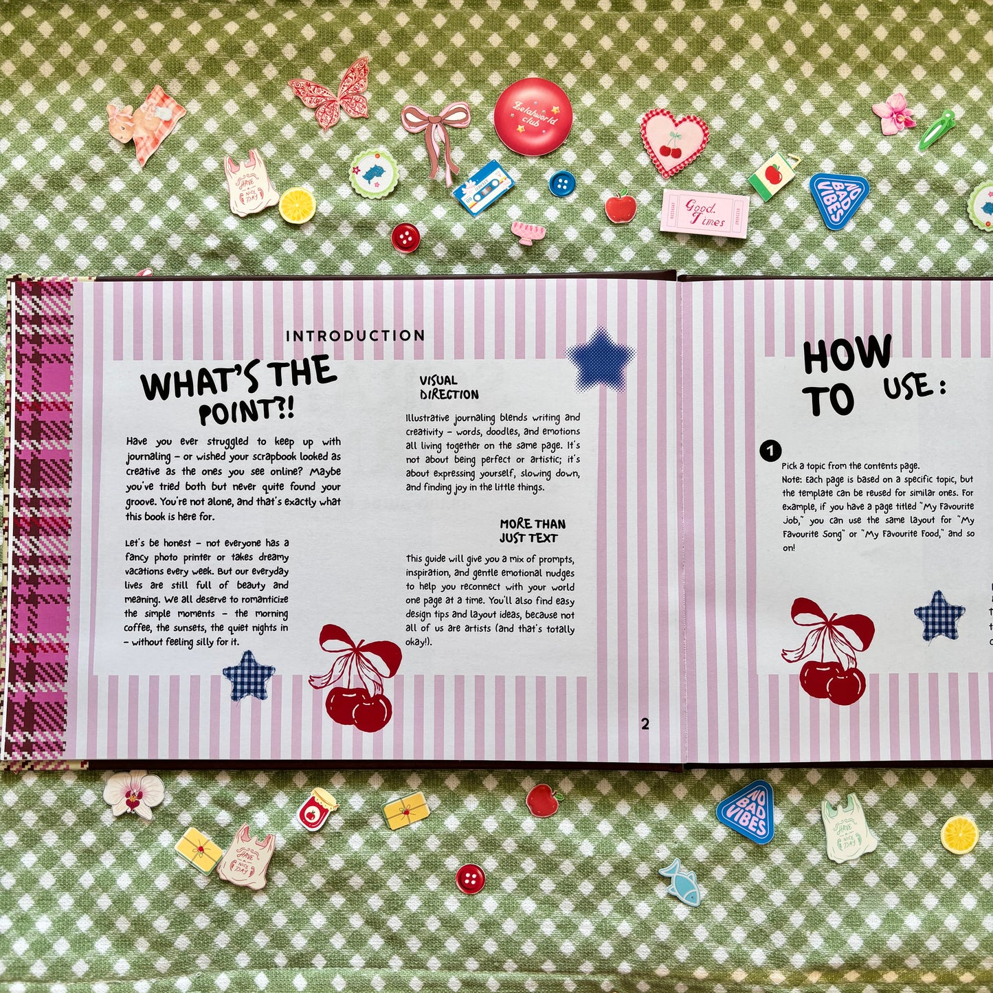 Scrap & Journal Inspo Guide book - Prompts, Layouts, Games & Free Sticker Sheet