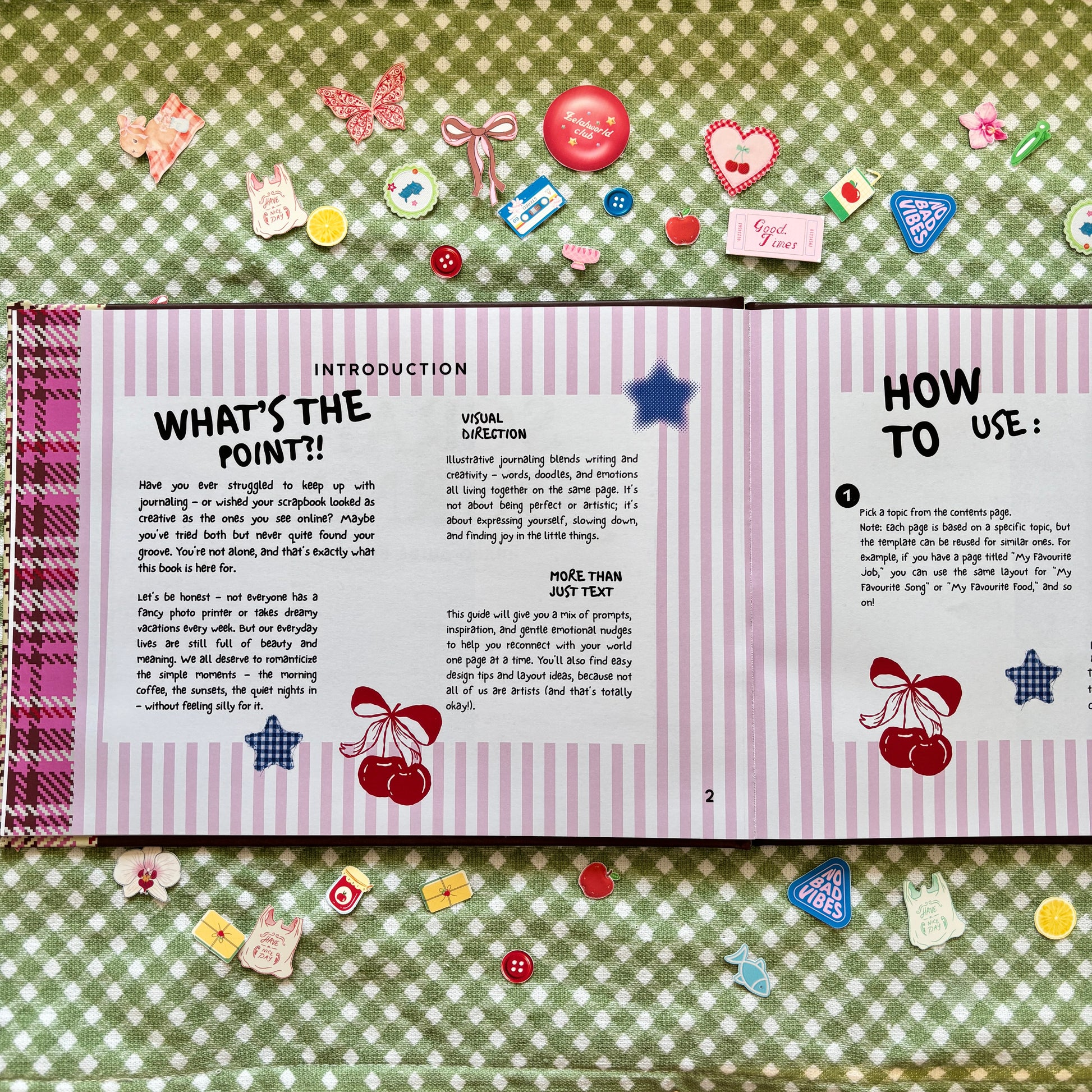Scrap & Journal Inspo Guide book - Prompts, Layouts, Games & Free Sticker Sheet