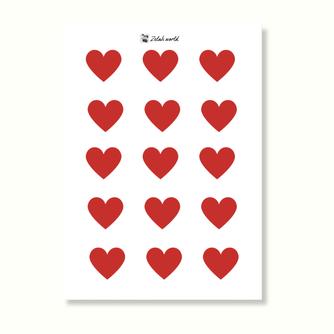 Red hearts- Sticker Sheet for Journaling