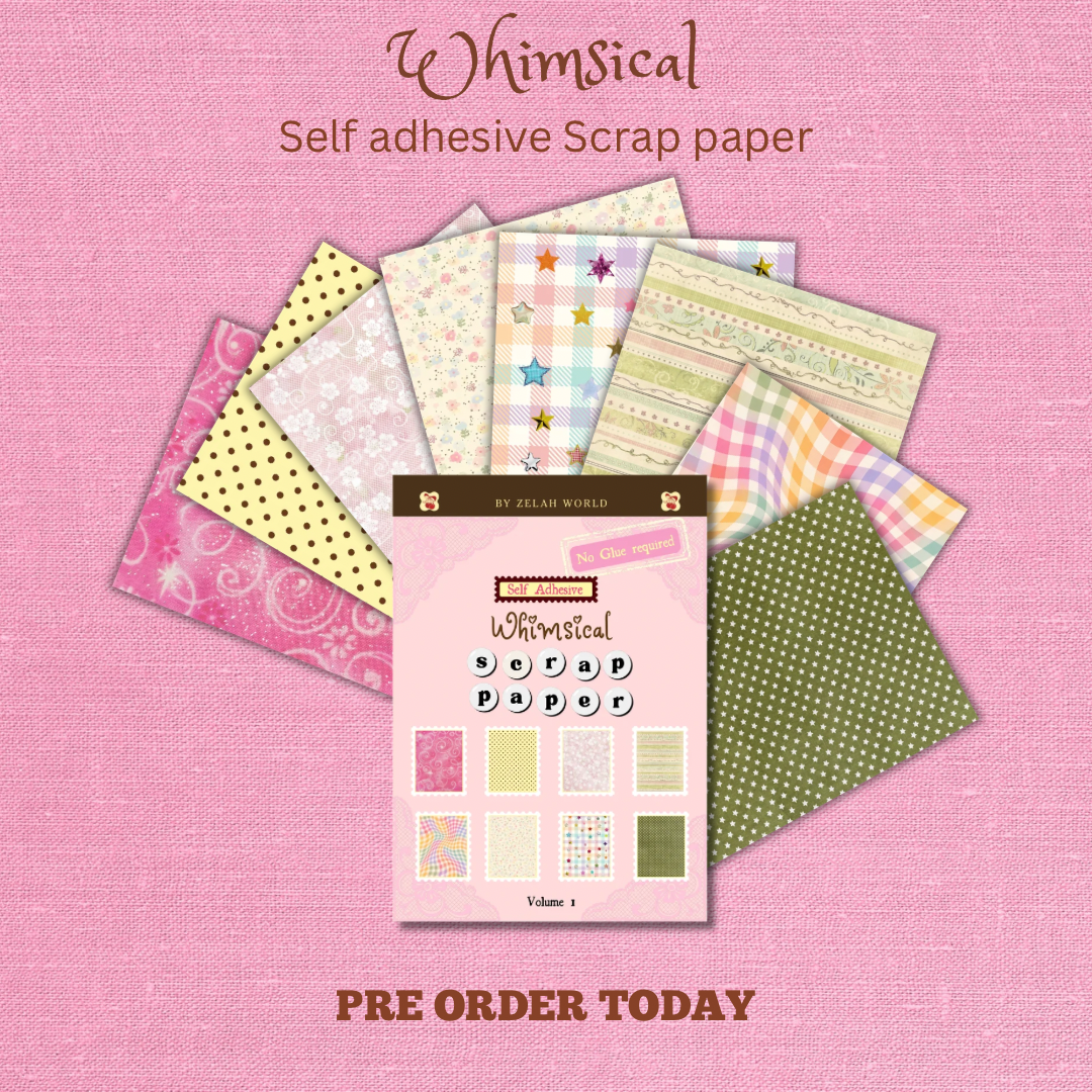 Pre-order, Whimsical Self Adhesive Scrap Paper, 16 sheets
