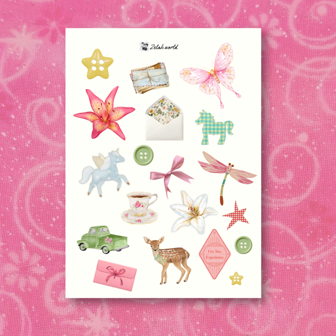 Whimsical Sticker Sheet 15+ Stickers