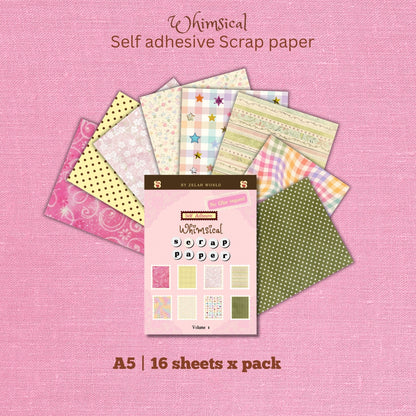 Whimsical Self Adhesive Scrap Paper, 16 sheets - Curated Designs by Zelahworld