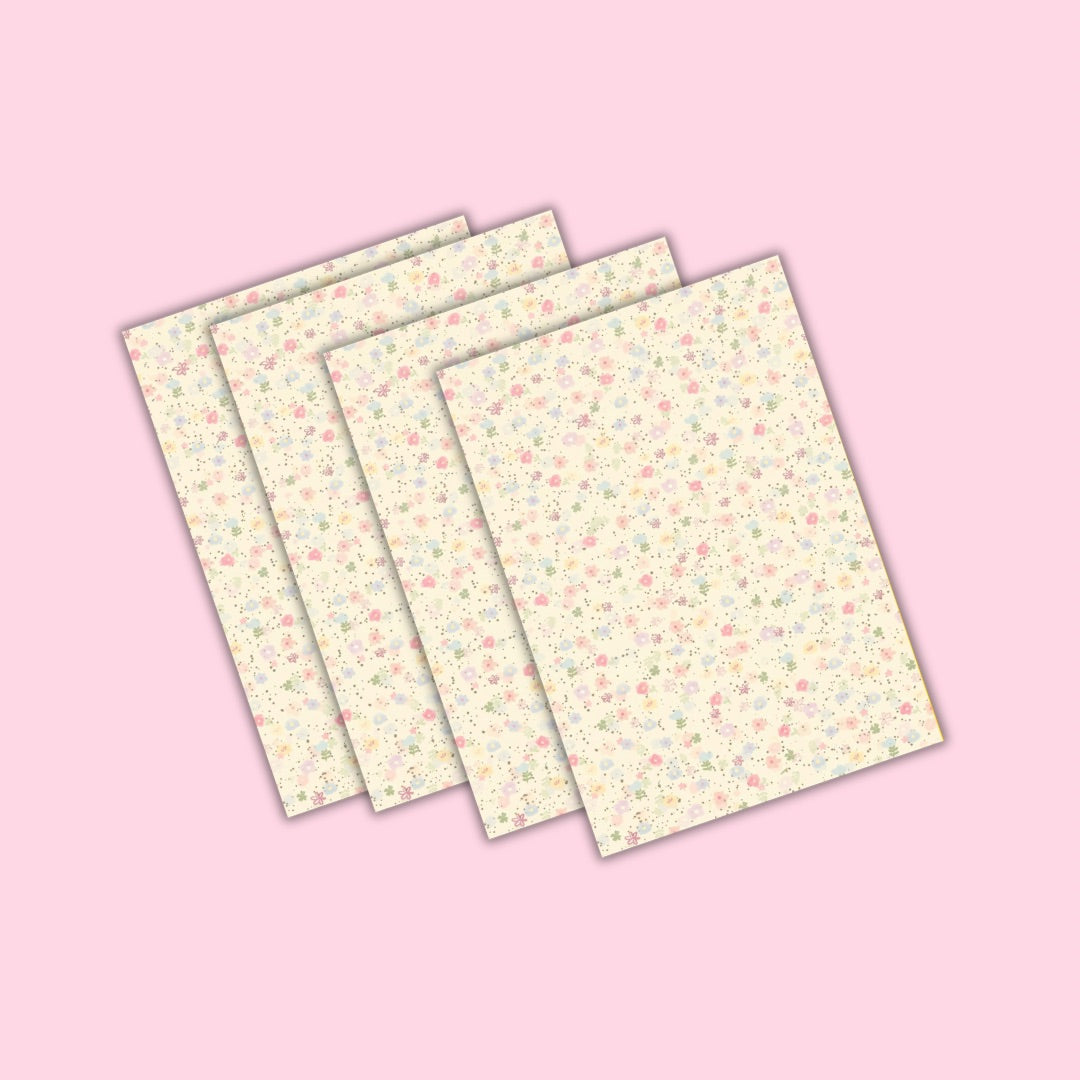 Self Adhesive Craft Paper Pack of 4 - Single designs Flowers