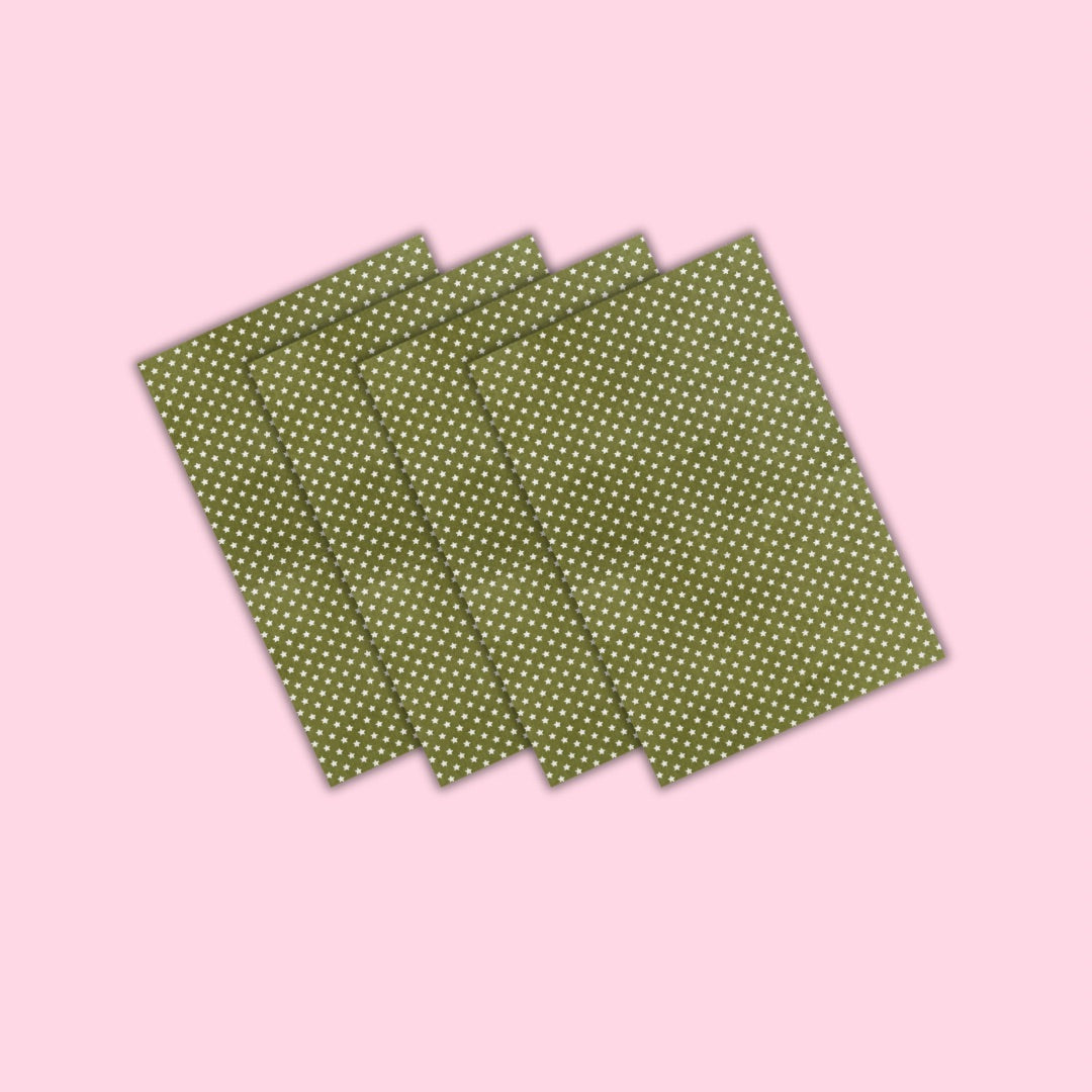 Self Adhesive Craft Paper Pack of 4 - Single designs Green and white stars