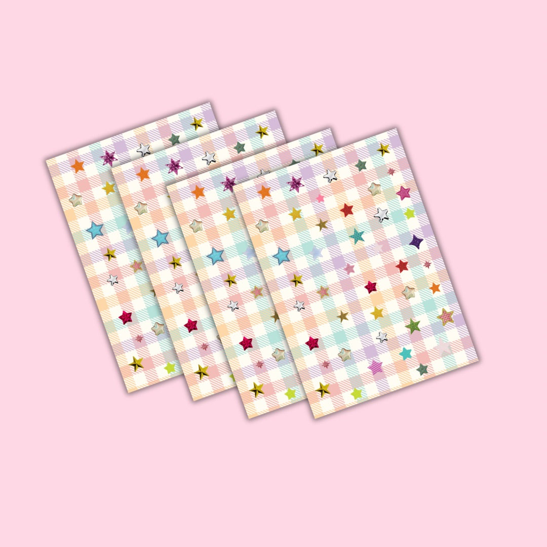 Self Adhesive Craft Paper Pack of 4 - Single designs Multicoloured stars